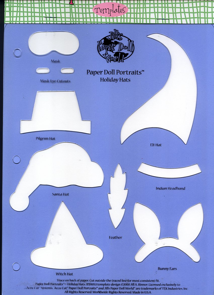 Jill's Paper Doll World Template Paper Doll Portraits Holiday Hats