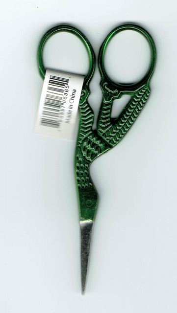 Allary Stork Embroidery Scissors 3.5" - Green