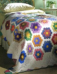 colored daisies quilt