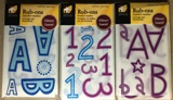 American Traditional Boxed Rub Ons - Bold Grape & Blue, 2 Alphabets & Coordinating Numbers