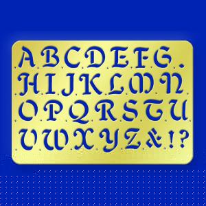 American Traditional Brass Stencil - Alphabet - Upper Case Calligraphy 1/4"