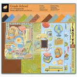 American Traditional - Grade School - Boxed 12x12 Scrapbook Kits w/AlbumsPaper, Stickers, Die Cuts, Chipboard, Ribbons, Buttons