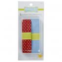 Babyville Fold Over Elastic - Red with Dots and Light Blue