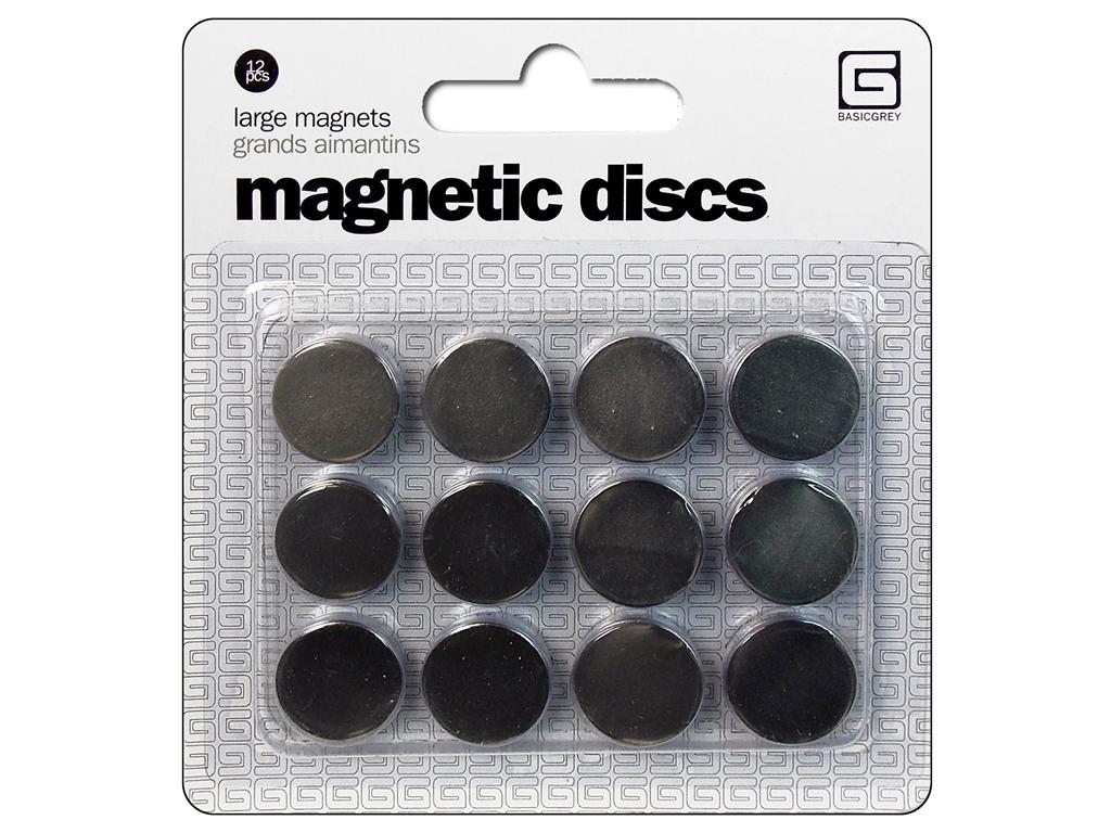 BasicGrey Magnetic Discs Snaps Large 12pc