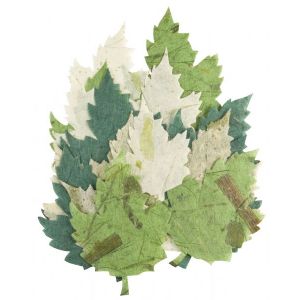 Blue Hills Studio Treasure Chest - Handmade Papers Die Cuts - Leaves - Greens