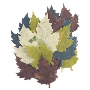 Blue Hills Studio Treasure Chest - Handmade Papers Die Cuts - Leaves - Cool Colors