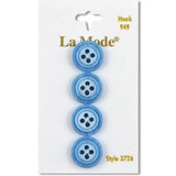 Blumenthal LaMode Buttons - Blue Buttons, 5/8" (16MM) - 4 per Card