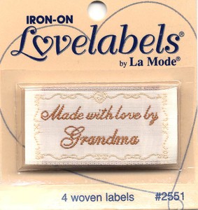 Lovelabels Iron on Labels - Label Made with Love By Grandma 4 ct