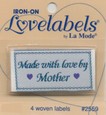 Lovelabels Iron on Labels - Label Made with Love By Mother 4 ct