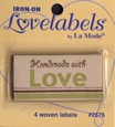 Lovelabels Iron on Labels - Label Handmade With Love - Natural 4ct.