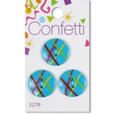 Blumenthal Confetti - Turquoise Lined Buttons, 3/4" (19MM) - 3 per Card