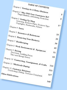 Sewing As A Home Business Table of Contents
