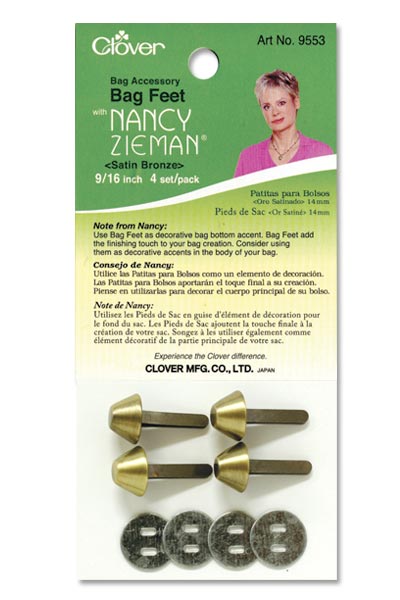 Clover Bag Accessory - Bag Feet 9/15" Satin Bronze with Nancy Zieman