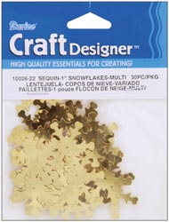 Darice 1" Sequins Snowflake Gold 30 pc/pkg