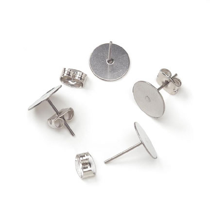 Darice Jewelry Designer - 6mm Flat Earpost w/Nuts 48 Sets