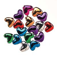 Darice Pony Beads Metallic Hearts, Assorted Colors - 6 x 9mm - 100 pieces