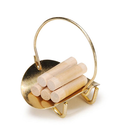 Darice Timeless Minis - Fireplace Brass Log Basket with 3 Logs