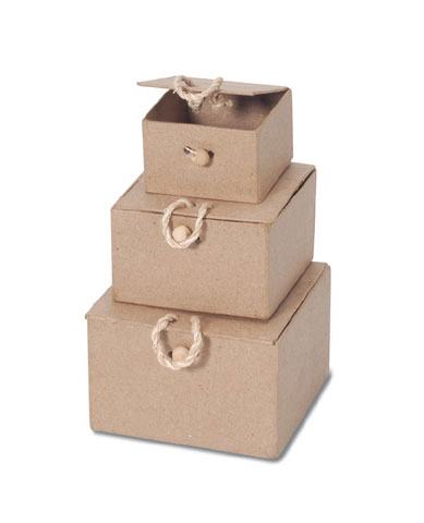 Darice Nesting Paper Mache Square Boxes (3) x 6 sets, total 18 boxes