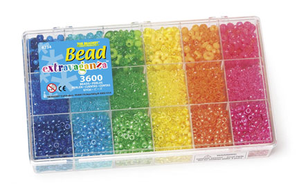 The Beadery Bead Extravaganza - Rain/bow Bead Box 3600 pony beads, spacers, shapes, rings, stars