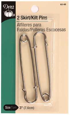 Dritz Safety Pins 3" Skirt Kilt Nickel 2 pc