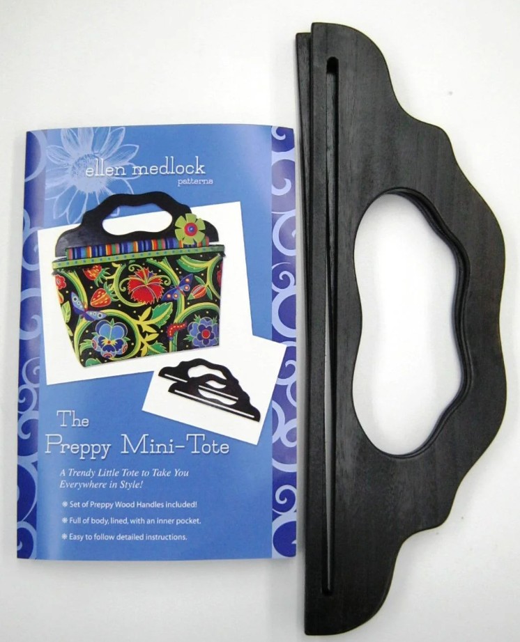 Ellen Medlock Handle & Pattern - The Preppy Mini-Tote Set Black Handles