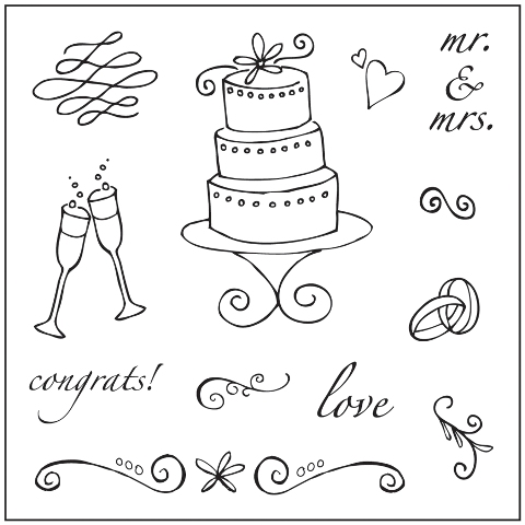 Fiskars Clear Stamps - 4" x 4" Mini Stamps - Toss the Bouquet