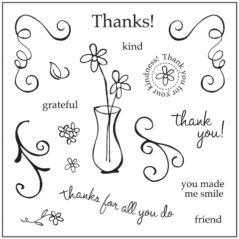 Fiskars Clear Stamps - 4" x 4" Mini Stamps - Gracias, Merci, Grazie