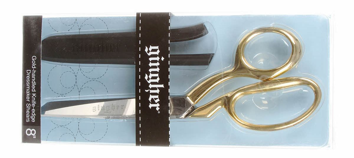 Gingher Classic 8" Knife Edge Dressmaker - Gold Plated Handles