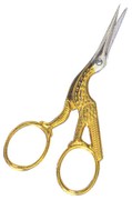 Gingher Embroidery Scissors 3 1/2" Stork, Gold Plated Handles