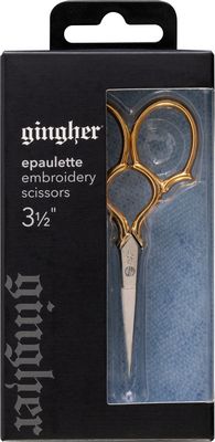 Gingher Embroidery Scissors 3.5" Epaulette, Gold Handle