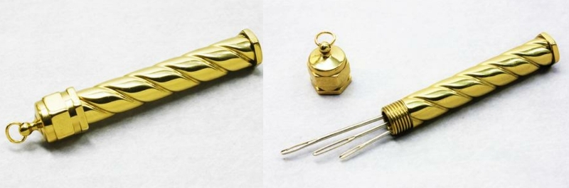 Heritage Crafts Brass Needle Case - Spiral