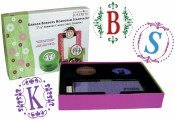 Just-Rite Stampers - Do It Yourself Round Monogram Stamper - Damask Borders & Letter Kit with Bonus Stamper - 1 5/8" Round