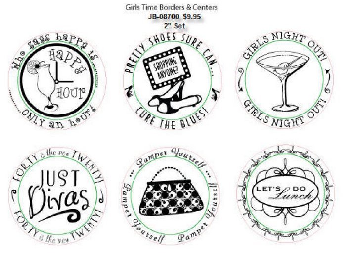 Just Rite Stampers - Do it Yourself Borders & Centers - Girls Time 2" Round