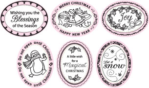 Just Rite Stamps - Do It Yourself - Christmas Joy Borders & Centers Oval 1-3/4" x 2-5/16"