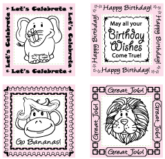 Just-Rite Stampers - Let's Celebrate Decorative Border & Center Set 2" Square