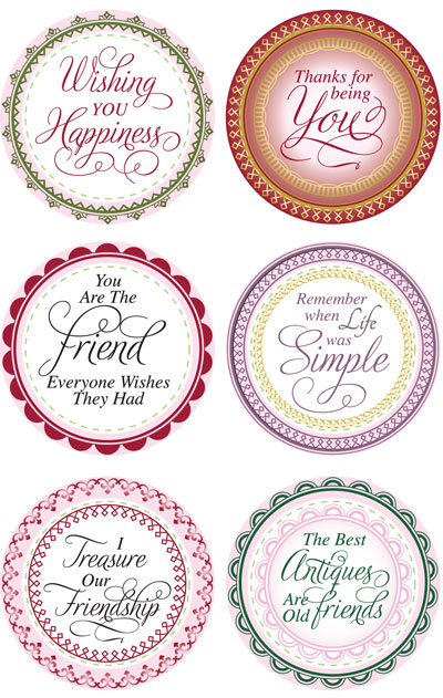 Just Rite Stampers - Do it Yourself Borders & Centers - Old Friends Interlocking 2" Round