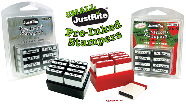Just-Rite Stampers Pre-Inked Small  8 word Stamps - Travel