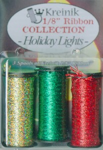 Kreinik 1/8in Metallic Ribbon Pack 3ct Holiday Lights