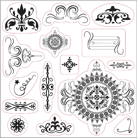 Lil Davis Designs - 8x8 Acrylic Stamps - Crillon Adornments