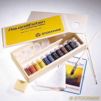 Stockmar Aquarellfarben Watercolours (Watercolor) in Wooden Box - 12 Colors