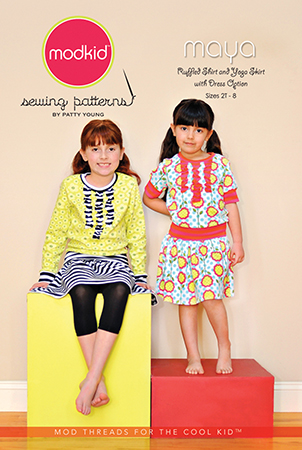 Modkid Patterns - Maya Ruffled Shirt and Yoga Skirt w/Dress Option