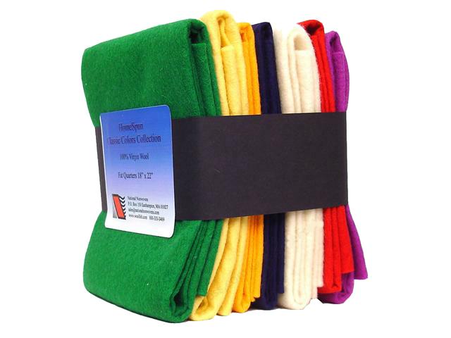 National Nonwovens Fat Quarter Pack 100% WoolFelt Classic Colors Collection