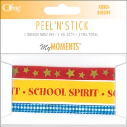 Offray Ribbon Borders 3 Styles/1 Yard Each Per Pkg - School Spirit