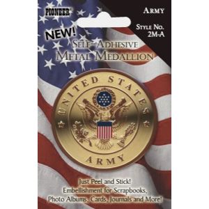 Pioneer Self-Adhesive Metal Military Medallions - Army