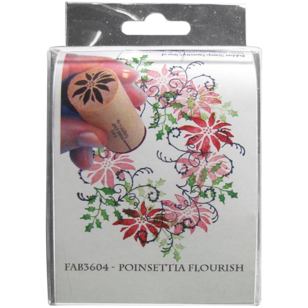 Rubber Stamp Tapestry Fabric Stamp Set - Poinsettia Flourish