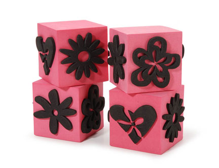 Scrappy Cat Foam Stamp Cube - Flowers and Hearts