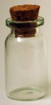 Mini Glass Bottle w/Cork, 20x40mm, 4 pc