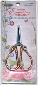 Sullivans 4" Antique Gold Large Teardrop Handle Heirloom Embroidery Scissors 4in