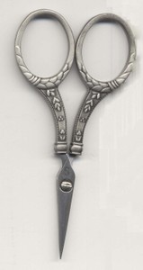 Sullivans 4" Pewter Round Handle Heirloom Embroidery Scissors