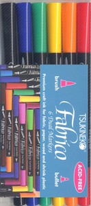 Tsukineko Fabrico Dual-Tip Multi-Purpose Marker Set 6/Pkg